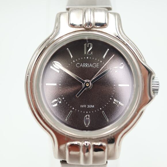 Carriage By Timex Womens Watch 24mm Gray Dial Silver Tone Stretch Band Working - Picture 7 of 14